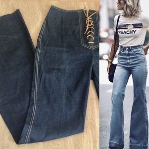 High waisted bell bottoms with tie up front